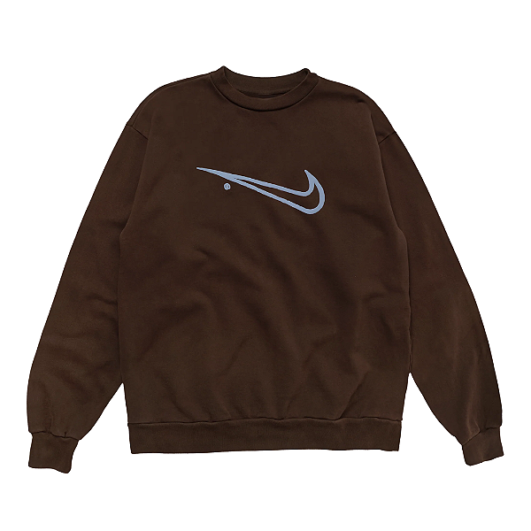 NIKE x TRAVIS SCOTT - Moletom CJ Reverse Swoosh Crewneck "Marrom" -NOVO-
