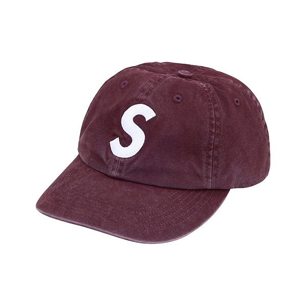 SUPREME - Boné Washed Canvas S Logo 6-Panel FW26 "Vinho" -NOVO-