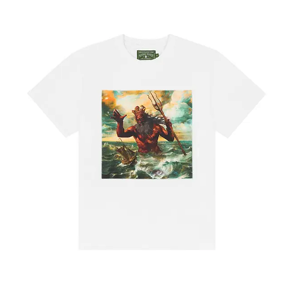 DENIM TEARS - Camiseta Poseidon's Revenge "Branco" -NOVO-
