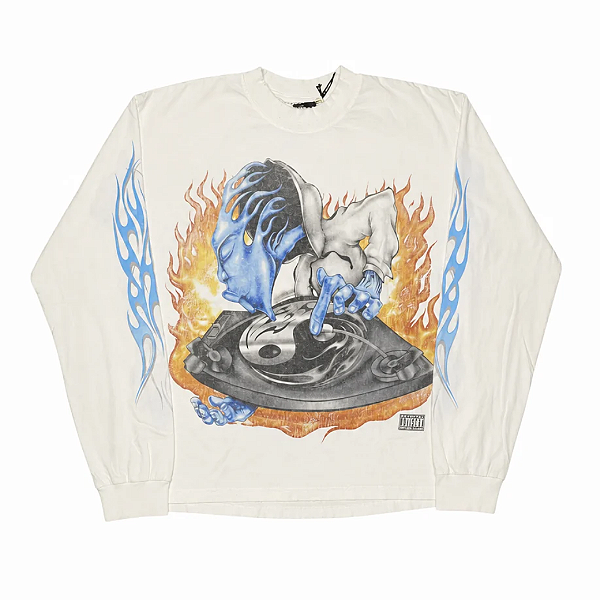 HELLSTAR - Camiseta Manga Longa DJ Reversible "Creme" -NOVO-