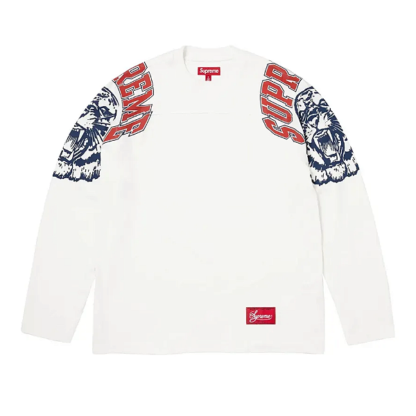 SUPREME - Camiseta Manga Longa Mascott Soccer "Branco" -NOVO-