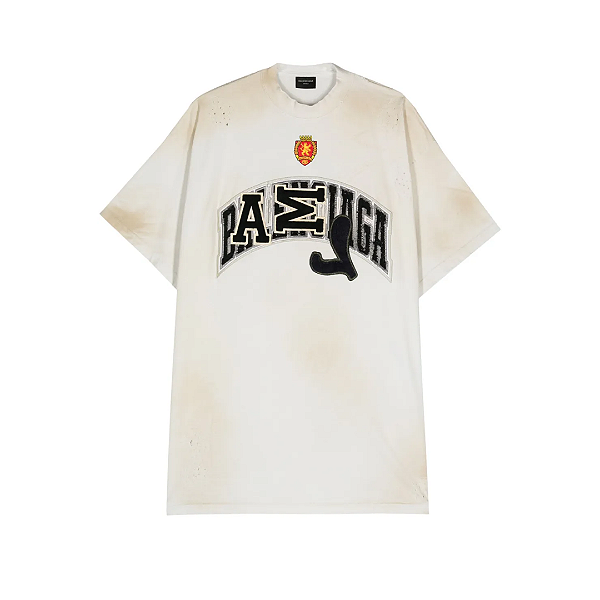 BALENCIAGA - Camiseta Skater Logo "Creme" -NOVO-