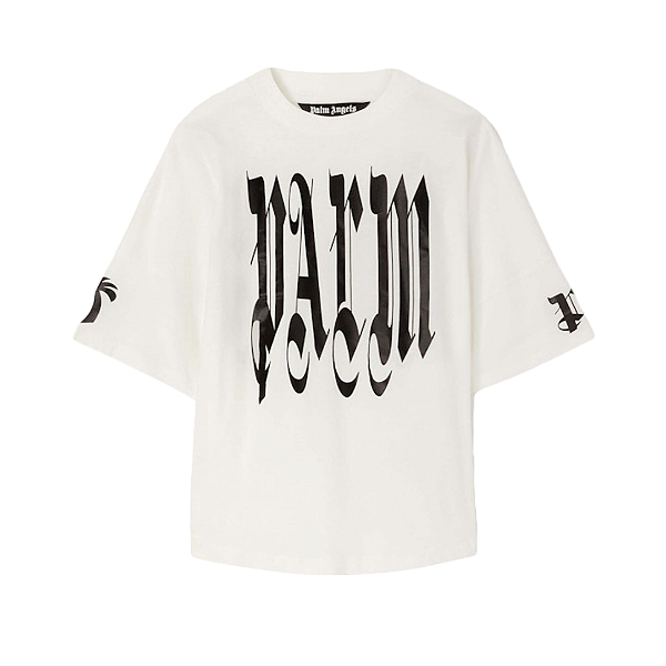 PALM ANGELS - Camiseta Gothic Logo "Branco" -NOVO-