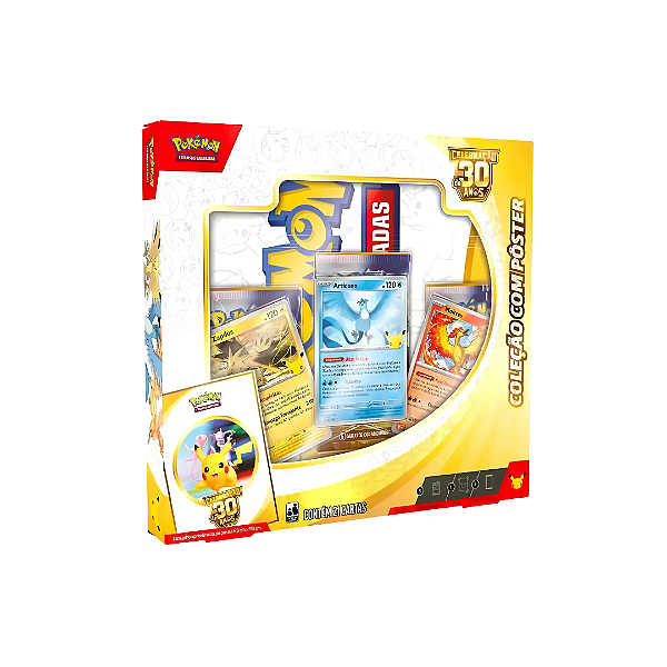 POKÉMON TCG - Box 30TH Celebration Coleção com Poster "Articuno/Zapdos/Moltres" -NOVO-