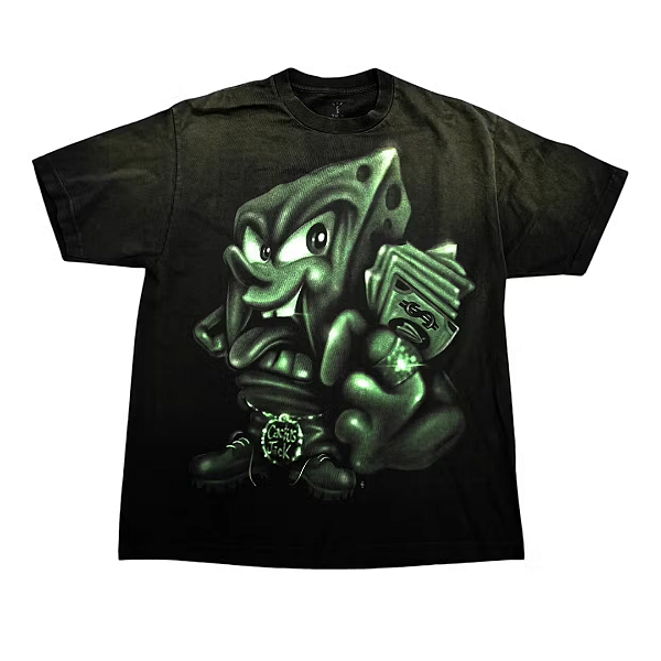 TRAVIS SCOTT x SPONGEBOB - Camiseta Cactus Jack Mr. Krabs "Preto" -NOVO-