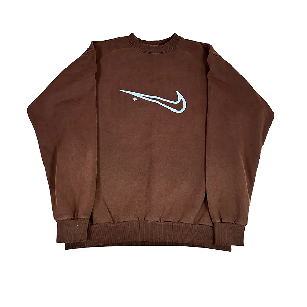 NIKE x TRAVIS SCOTT - Moletom Crewneck CJ Reverse Swoosh "Marrom" -NOVO-