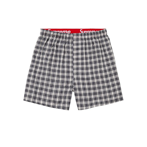 SUPREME x HANES - Cueca Samba-Canção Plaid (Unidade) "Cinza" -NOVO-