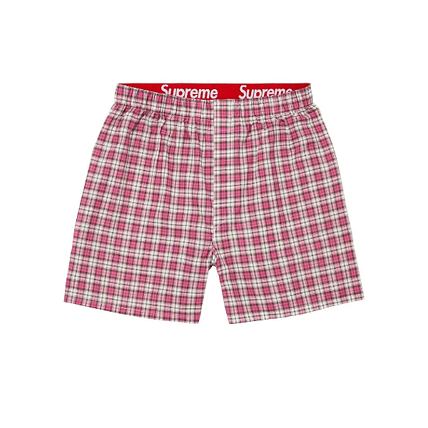 SUPREME x HANES - Cueca Samba-Canção Plaid (Unidade) "Rosa" -NOVO-