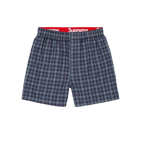 SUPREME x HANES - Cueca Samba-Canção Plaid (Unidade) "Marinho" -NOVO-