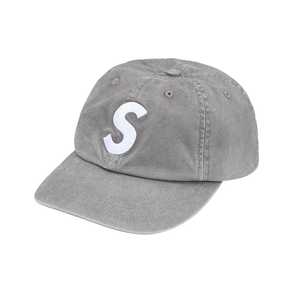 SUPREME - Boné Washed Canvas S Logo 6-Panel FW26 "Cinza" -NOVO-