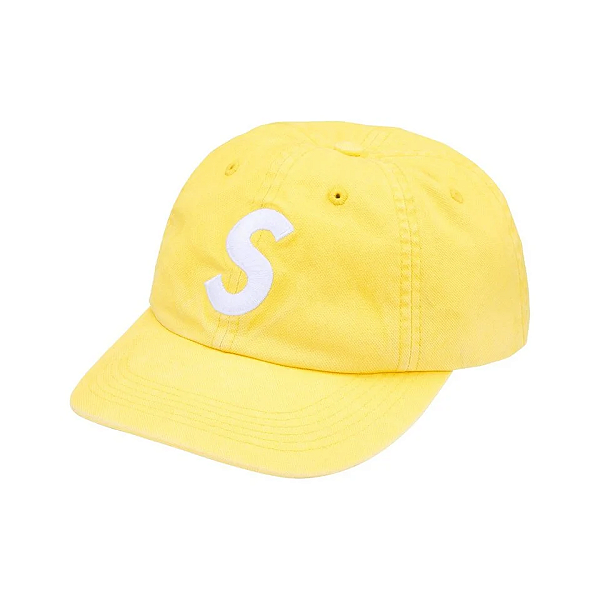 SUPREME - Boné Washed Canvas S Logo 6-Panel FW26 "Amarelo" -NOVO-