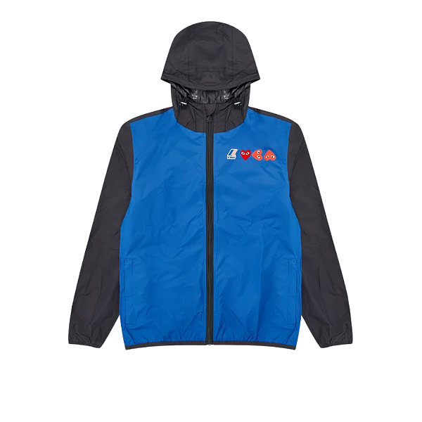 COMME DES GARÇONS x K-WAY - Jaqueta Play Zip "Azul/Preto" -NOVO-