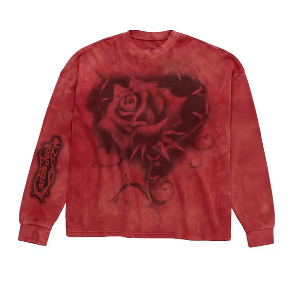 NIKE x TRAVIS SCOTT - Camisa Manga Longa Thermal Rhinestone Tie-Dye "Vermelho" -NOVO-