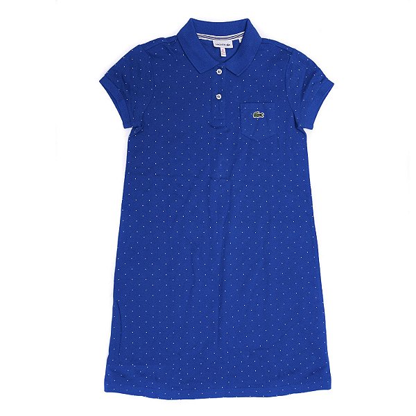 LACOSTE - Vestido Polo Cotton Petit Piqué "Azul" (Infantil) -NOVO-