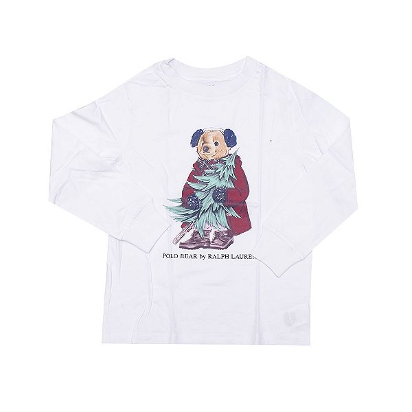 POLO RALPH LAUREN - Camiseta Manga Longa Polo Bear Winter Kids "Branco" (Infantil) -NOVO-