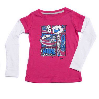 NIKE - Camiseta Manga Longa Air Max "Rosa/Branco" (Infantil) -NOVO-