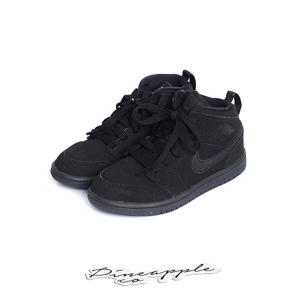 NIKE - Air Jordan 1 Mid "Triple Black" (Infantil) -USADO-