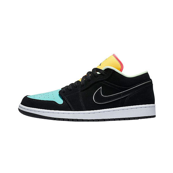 NIKE - Air Jordan 1 Low "Black/Aurora Green/Laser Orange" -NOVO-