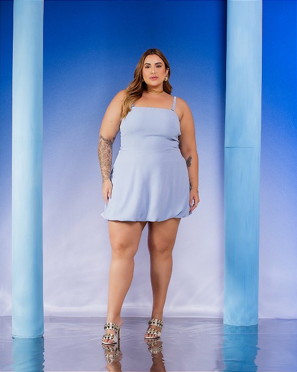 Vestido Balonê Azul Colors Quality Moda Plus Size Divas Sale Loja