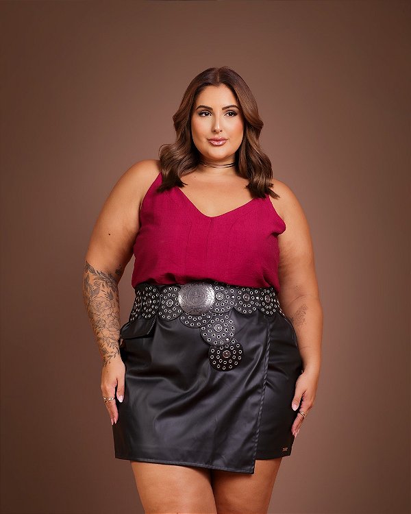 Blusa de Alça Wine Modern Quality Moda Plus Size Divas 1298 loja ultima sale