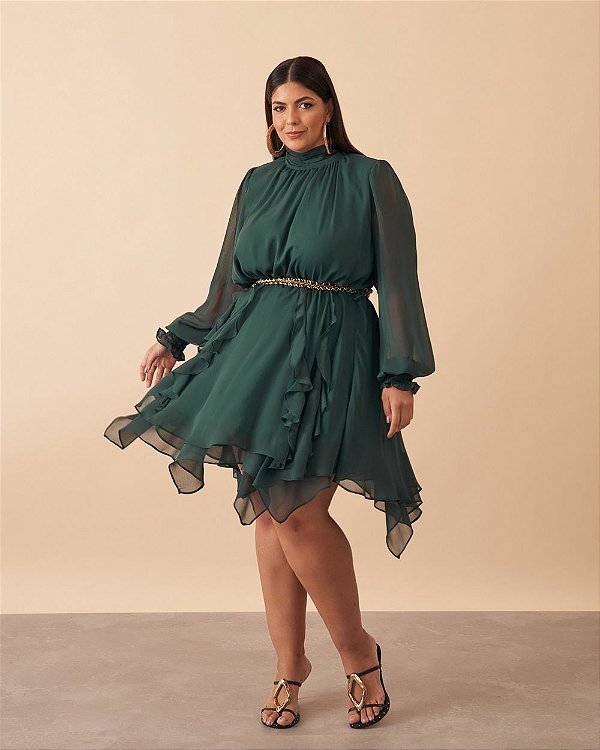 Vestido Verde After Quality Moda Plus Size Quebela Vibe 2433