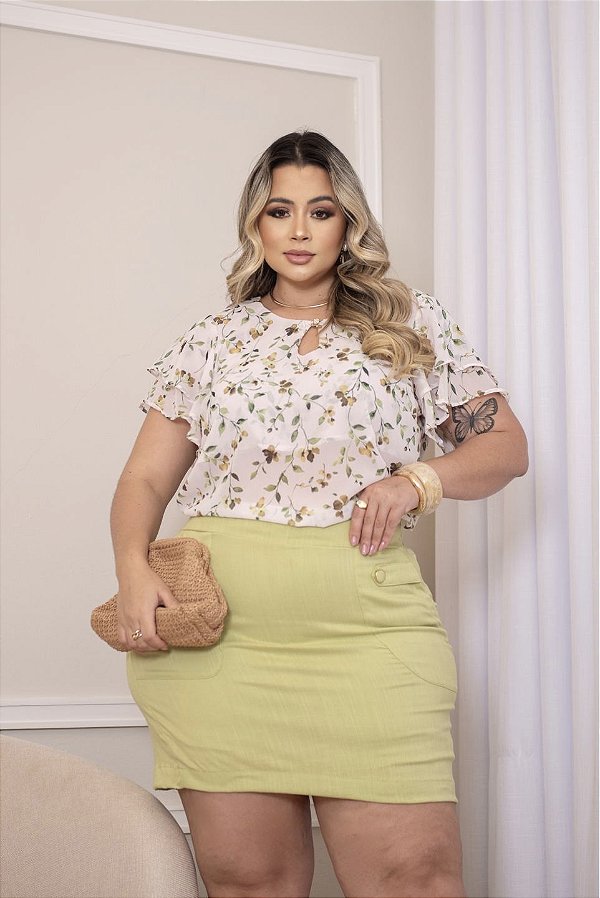 Blusa MM Estampada Quality Moda Plus Size Milanjus Primavera
