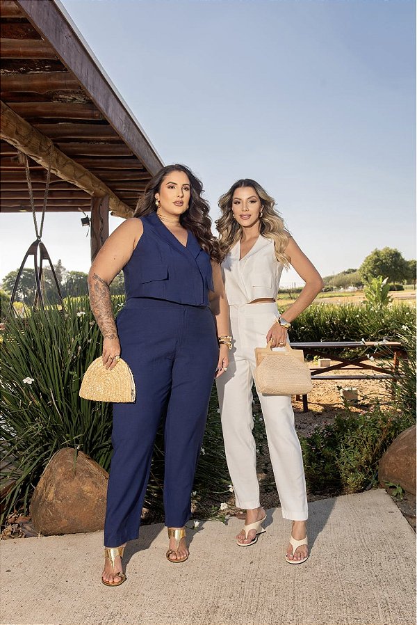 Conjunto Colete e Calça Quality Moda Plus Size Divas Primavera