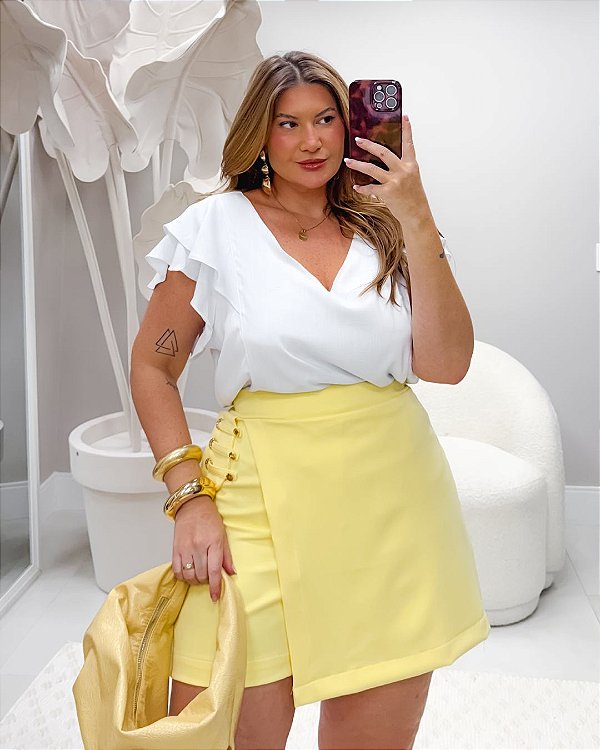 Blusa MM Babados Quality Moda Plus Size Milanjus Primavera
