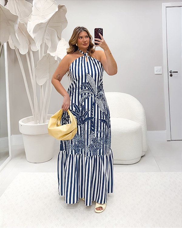 Vestido Salinas Navy Quality Moda Plus Size Duas Primavera