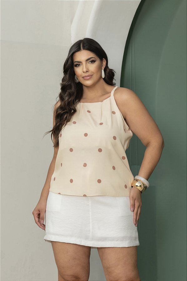 Blusa de Alça Poá Quality Moda Plus Size Divas Primavera