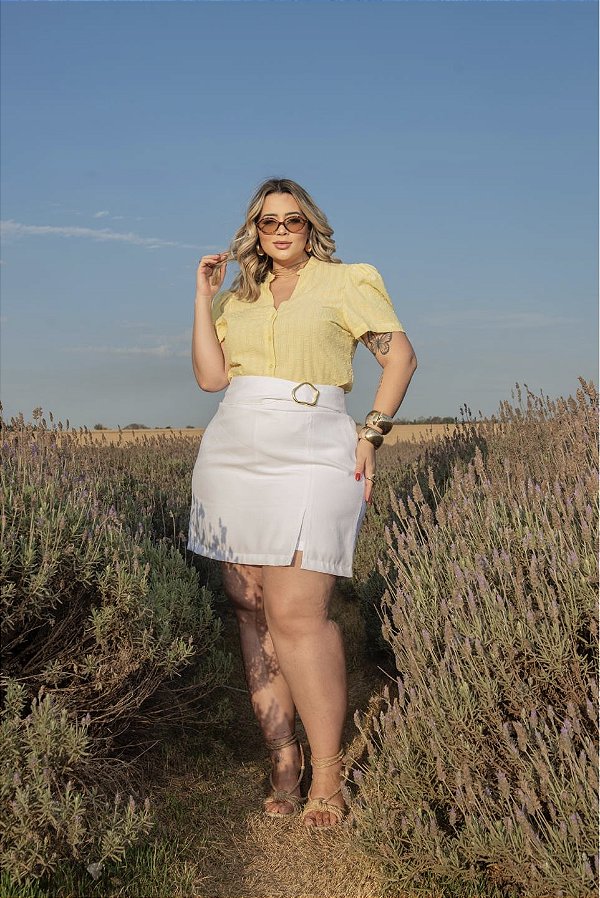 Saia Shorts Fivela Quality Moda Plus Size Milanjus Primavera