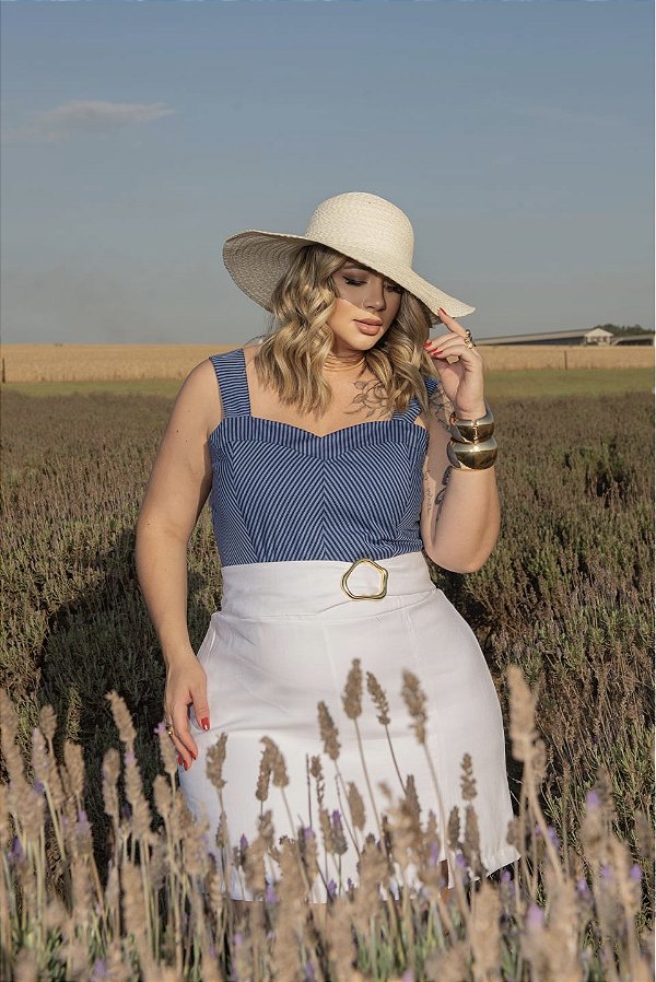 Cropped Listrado Quality Moda Plus Size Milanjus Primavera