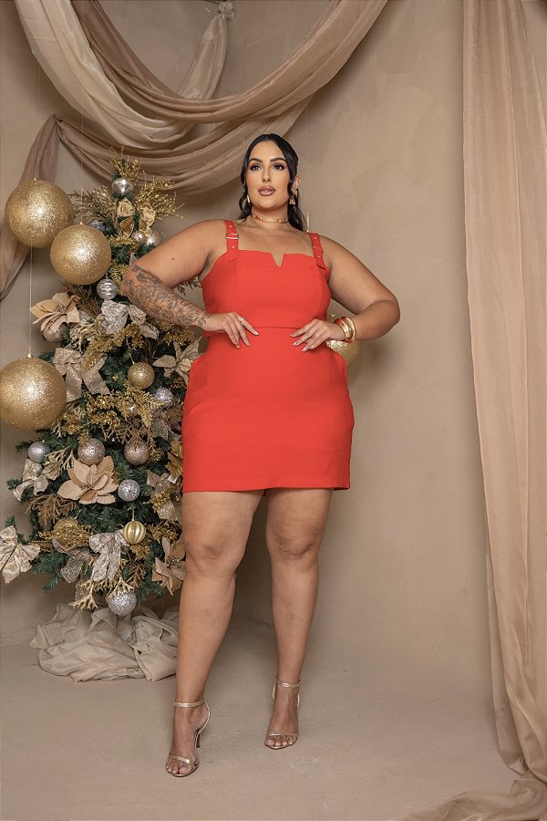 Conjunto Cropped Fivela e Saia Shorts Vermelho Quality Moda Plus Size Milliossi Primavera loja