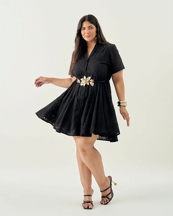 Vestido Lesie Preto Quality Moda Plus Size Quebela Primavera