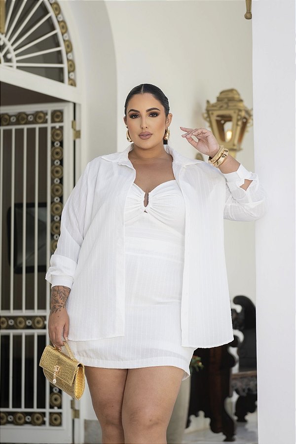 Camisa Off White Quality Moda Plus Size Divas Verão loja