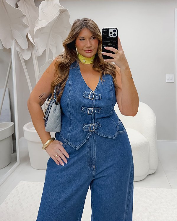 Colete Fivelas Jeans Quality Moda Plus Size Divas Verão loja