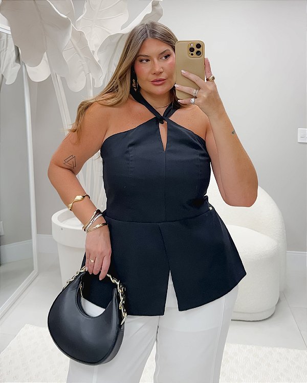 Blusa Preta Frente Única Quality Moda Plus Size rml Alto loja