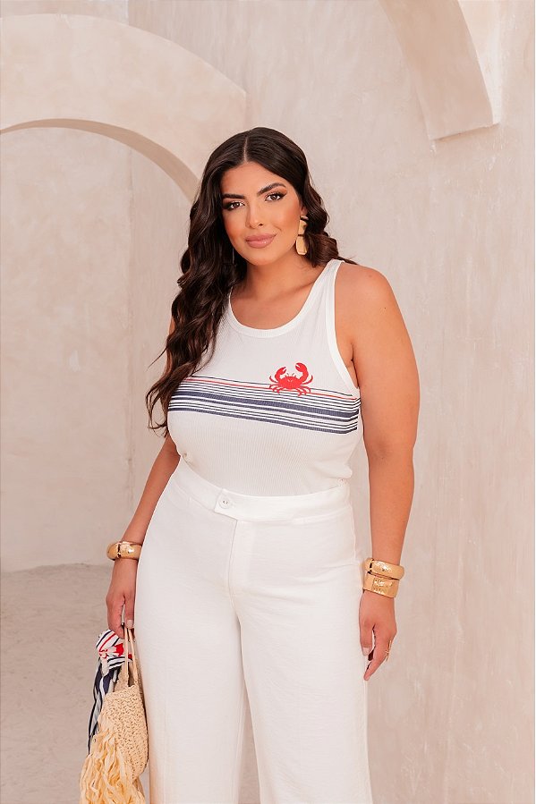 Regata Canelada Caranguejo Quality Moda Plus Size dub Alto