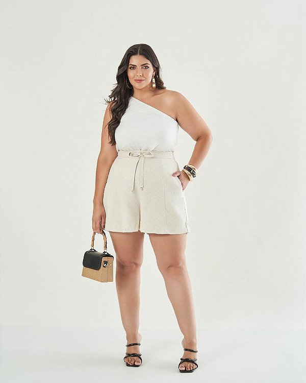 Bermuda Soft Navy Off White Quality Moda Plus Size Alto qbl