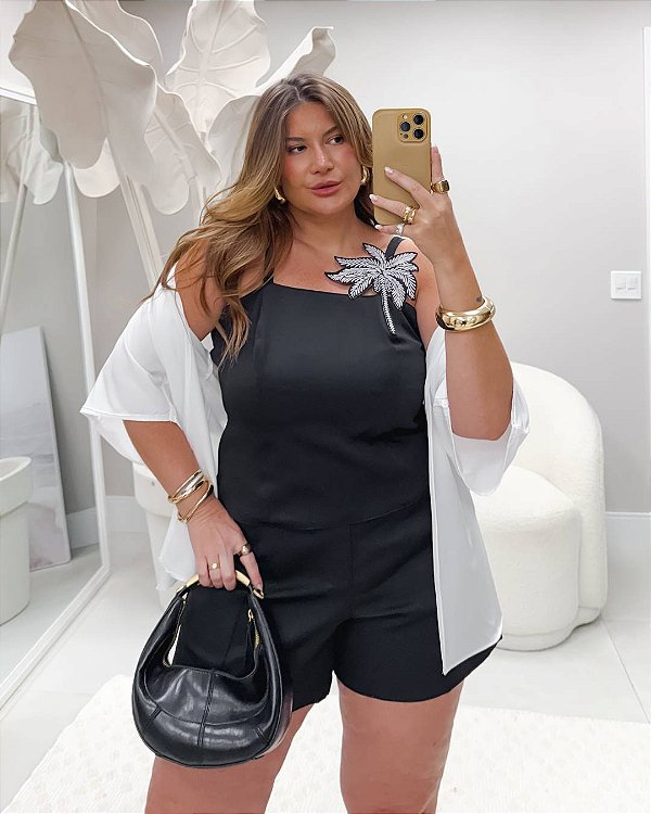 Cropped New Look Bordado Preto Quality Moda Plus Size dub alto loja