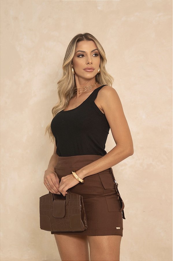 Blusa Regata Canelada U Preto Quality Moda Plus Size dvs Alto