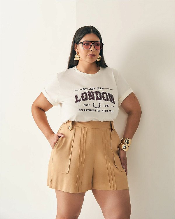 Tshirt London Vinho Moda Plus Size Alto qbl
