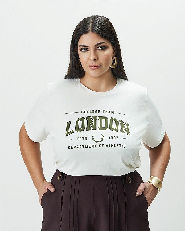 Tshirt London Verde Moda Plus Size Alto qbl