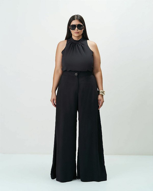 Calça Pantalona Preta Quality Moda Plus Size Alto qbl Outono Loja