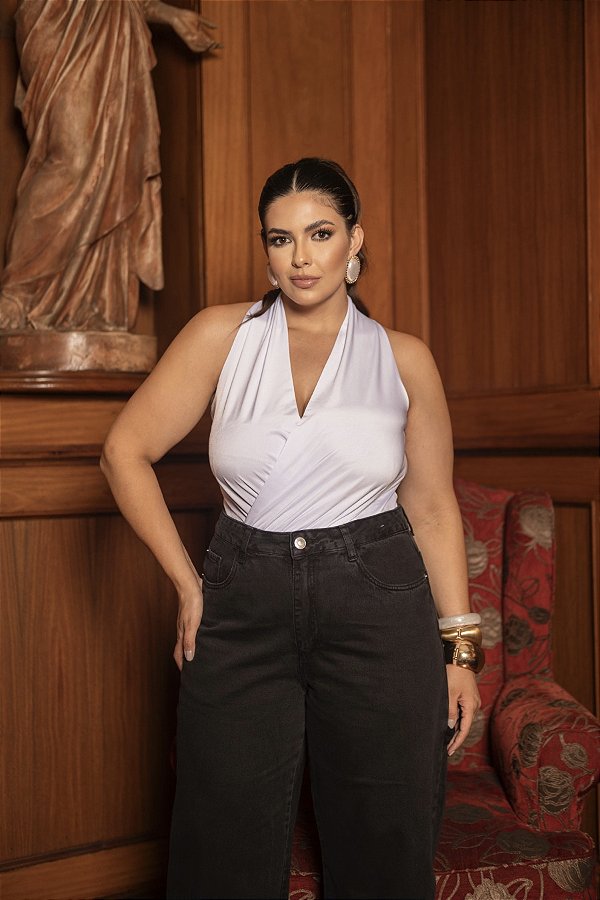 Body Transpassado Branco Quality Moda Plus Size dvs Outono loja
