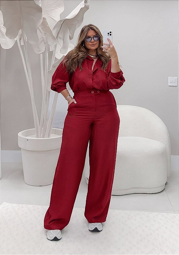 Calça Pantalona Marsala Quality Moda Plus Size dub outono loja