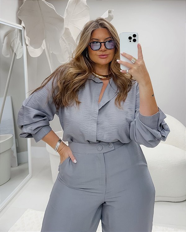 Camisa Cinza Quality Moda Plus Size dub outono loja
