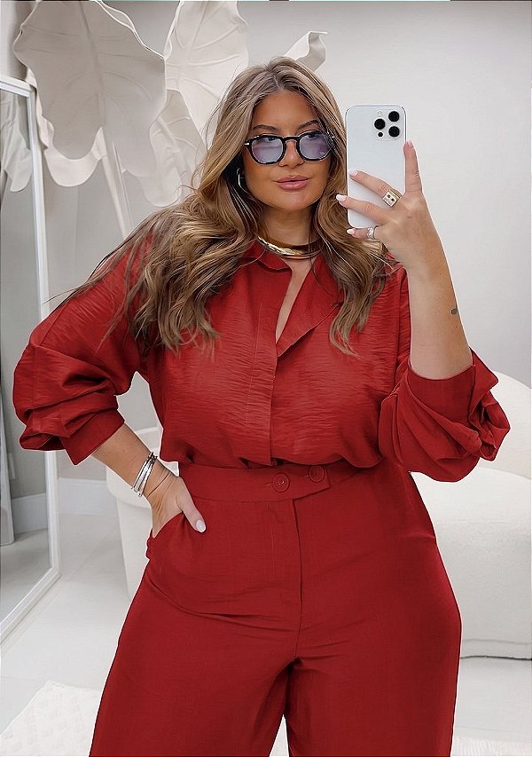 Camisa Marsala Quality Moda Plus Size dub loja