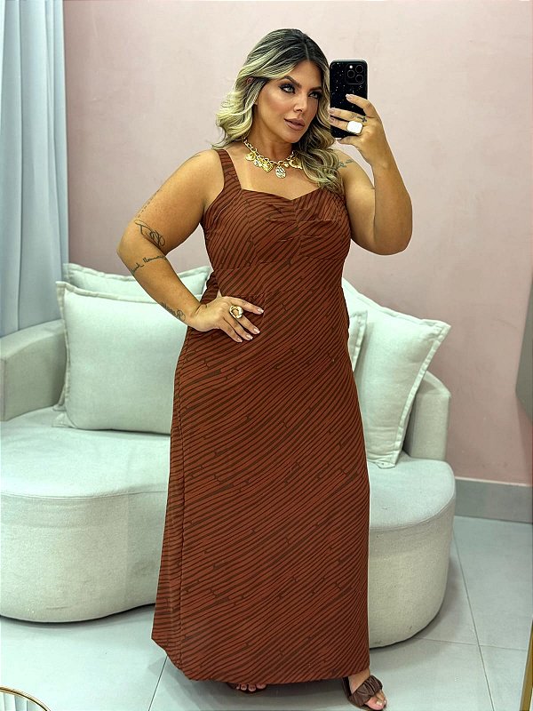 Vestido Longo Animal Print Quality Moda Plus Size rml Outono loja