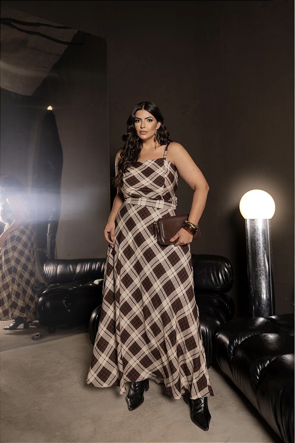 Conjunto Top Cropped com Saia Longa Marrom Quality Moda Plus Size dvs Outono Preview